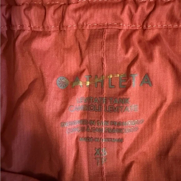 Athleta Rust-Red Terracotta Orange Ruffled High Neck Sleeveless Drawstring Tunic - Picture 3 of 7